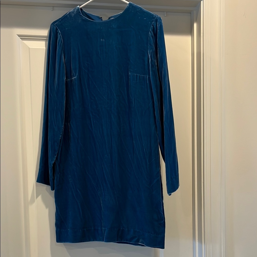 Elegant Blue Velvet Dress